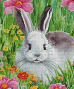 Bunny in Flower Field Diamond Painting