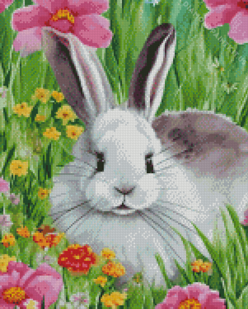 Bunny in Flower Field Diamond Painting