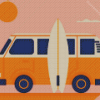 Camper Van With Surfboard Diamond Painting