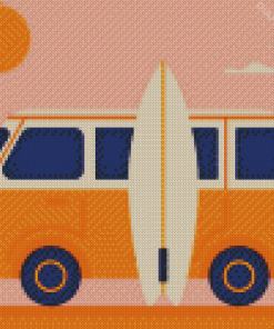 Camper Van With Surfboard Diamond Painting