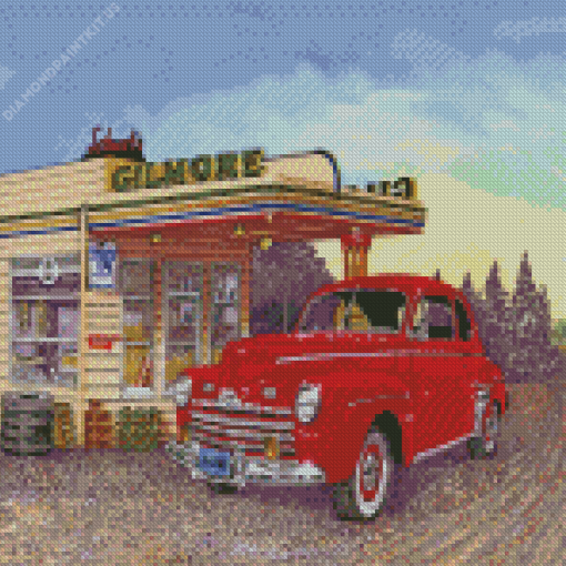 Car In Gas Station Diamond Painting