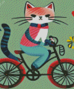 Cat On The Bike Diamond Painting