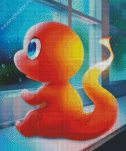 Charmander Through Window Diamond Painting