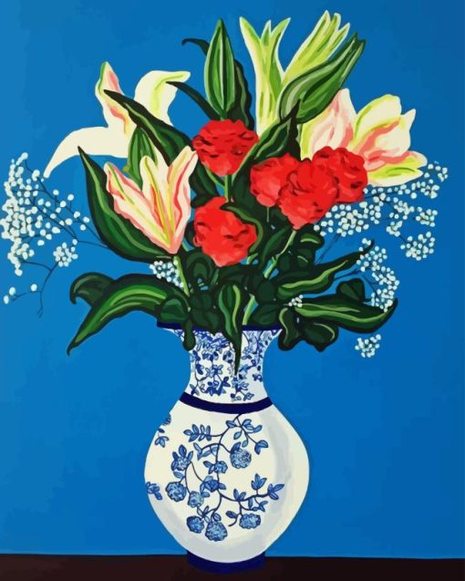 Chinese Vase Of Flowers Diamond Painting