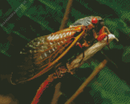 Cicadas on Branch Diamond Painting