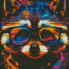 Colorful Raccoon With Glasses Diamond Painting