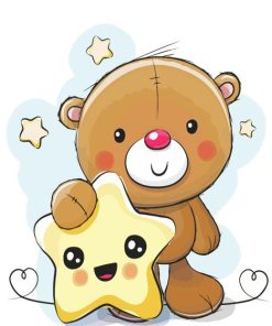 Cute Teddy Bear and Star Diamond Painting