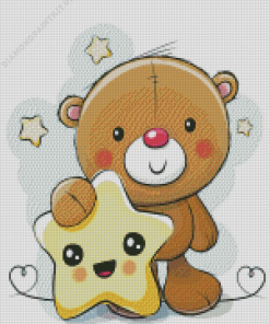 Cute Teddy Bear and Star Diamond Painting