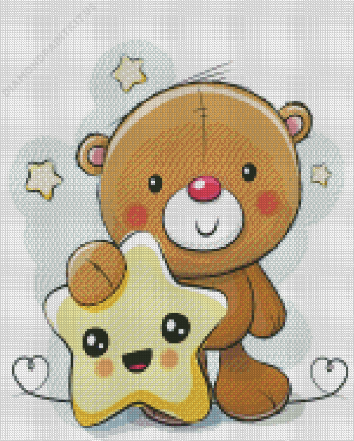 Cute Teddy Bear and Star Diamond Painting