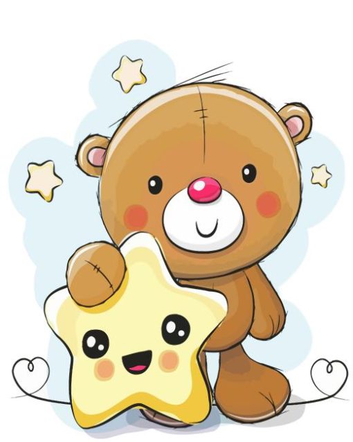 Cute Teddy Bear and Star Diamond Painting