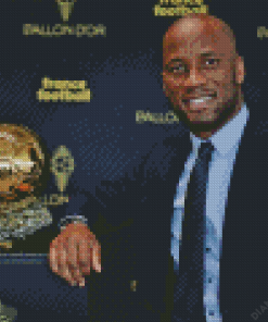 Didier Drogba With Golden Ball Diamond Painting