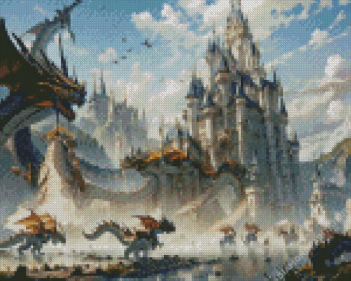 Dragon And Castle Diamond Painting