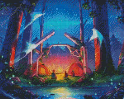 Fantasy Forest Campsite Diamond Painting