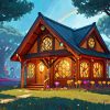 Fantasy House In Woods Diamond Painting