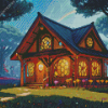 Fantasy House In Woods Diamond Painting