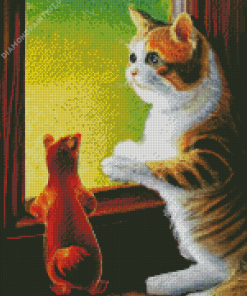 Fat Cat And Squirrel Diamond Painting