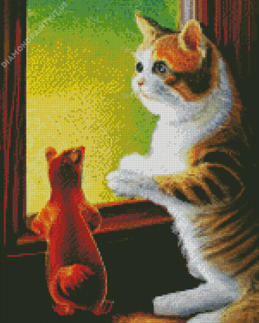 Fat Cat And Squirrel Diamond Painting