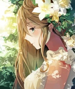 Floral Anime Girl Diamond Painting