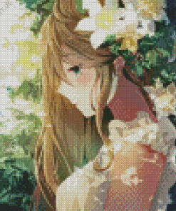 Floral Anime Girl Diamond Painting