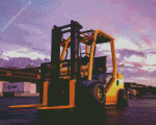 Forklift at Sunset Diamond Painting
