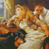 Girl And Dog Looking Out Window Diamond Painting