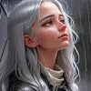 Girl White Hair Diamond Painting