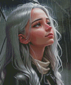 Girl White Hair Diamond Painting
