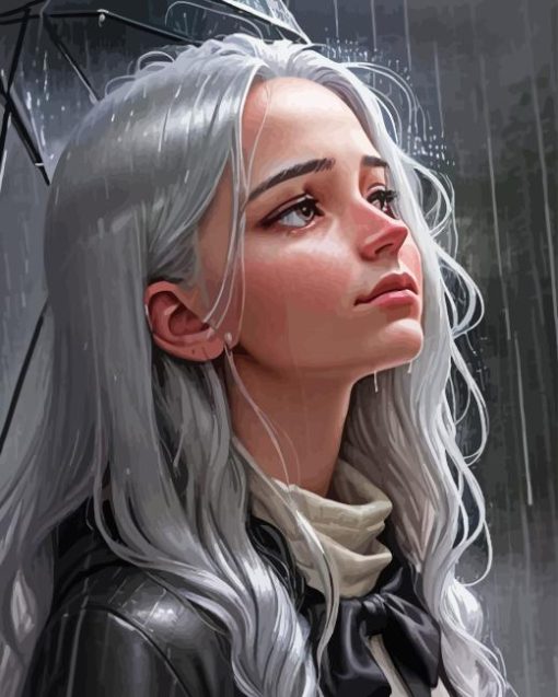 Girl White Hair Diamond Painting