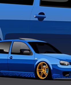 Golf R32 Blue Car Diamond Painting