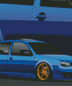 Golf R32 Blue Car Diamond Painting