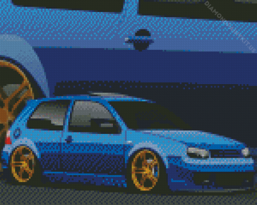 Golf R32 Blue Car Diamond Painting