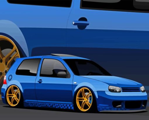 Golf R32 Blue Car Diamond Painting