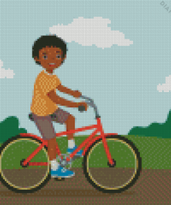 Happy Little Boy Riding Bike Diamond Painting