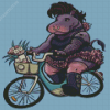 Hippo Girl On Bike Diamond Painting