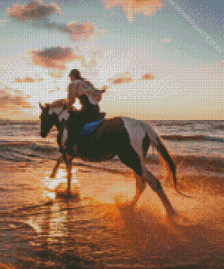 Horse Riding at Beach Diamond Painting