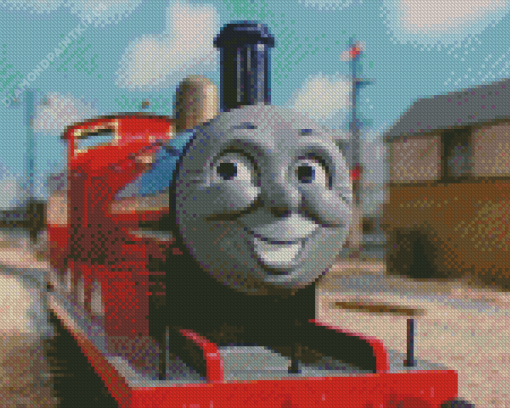 James The Red Engine Diamond Painting