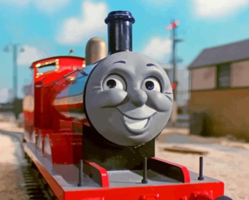 James The Red Engine Diamond Painting