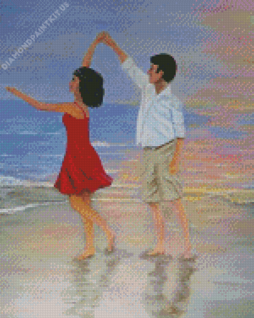 Lovers Dancing on Beach Diamond Painting