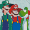 Luigi And Yoshi Super Mario Diamond Painting