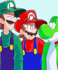Luigi And Yoshi Super Mario Diamond Painting