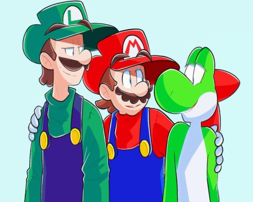 Luigi And Yoshi Super Mario Diamond Painting