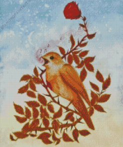 Nightingale With Flower Art Diamond Painting
