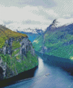 Norway Fjords Snowy Mountain Diamond Painting