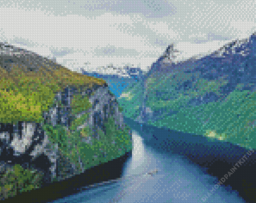Norway Fjords Snowy Mountain Diamond Painting