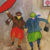 Old Ladies Dancing In The Rain Diamond Painting