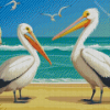 Pelicans At The Beach Diamond Painting