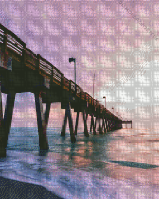 Pompano Beach Pier Pink Sky Diamond Painting