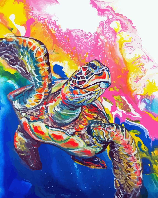 Psychedelic Sea Turtle Underwater Diamond Painting - DiamondPaintKit.US