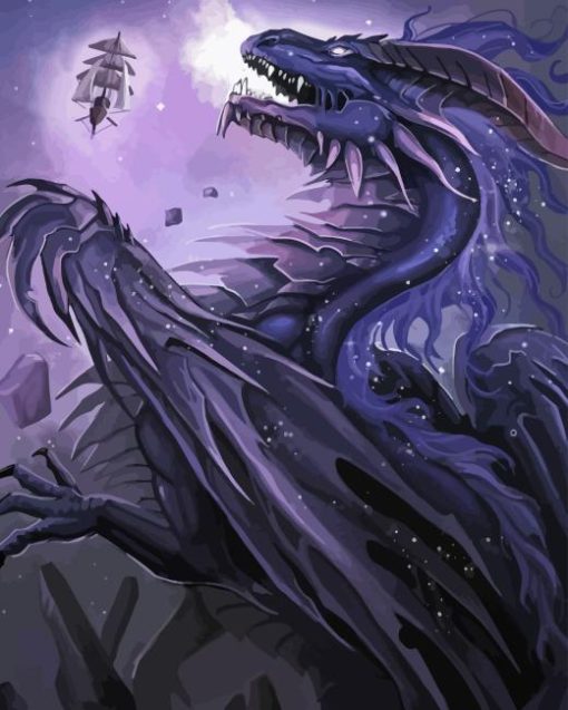 Purple Space Dragon Art Diamond Painting