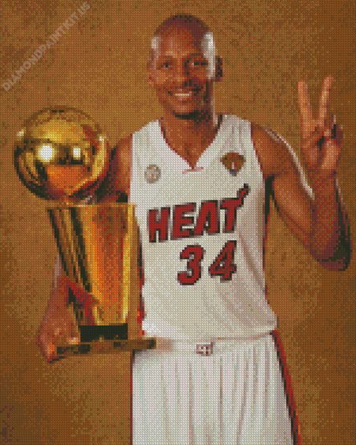 Ray Allen with Championship Trophy Diamond Painting